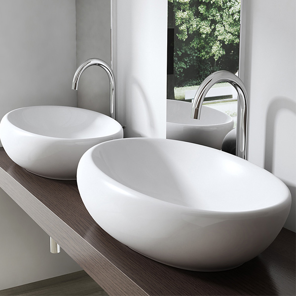 Waschschale Aufsatzbecken Keramik Waschbecken oval Waschtisch NANO ohne