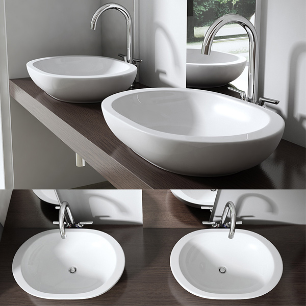 Waschschale Aufsatzbecken Keramik oval Waschbecken Waschtisch NANO ohne