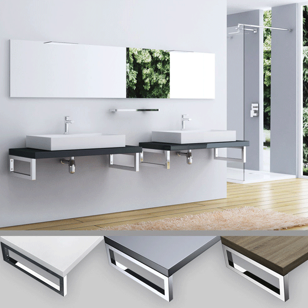 Design Hochglanz Waschbeckenauflage Inkl. Edelstahl Wandkonsole